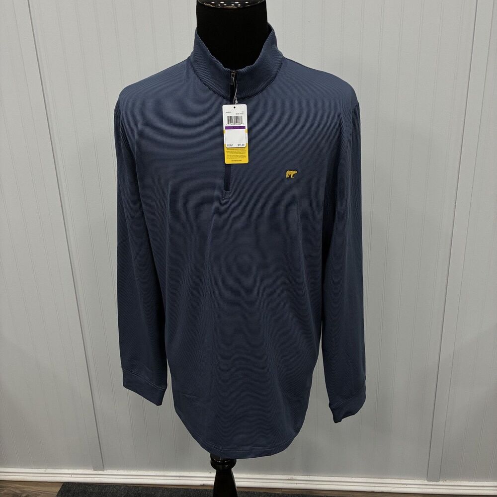 Jack Nicklaus Golden Bear Men's XXL Blue Quarter Zip Pullover Golf Top NWT